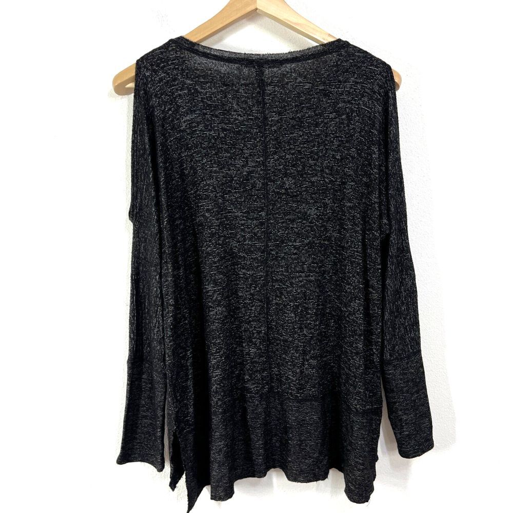 BKE lounge Cold Shoulder Top Womens MD Shirts Blouses Heather Black Jersey Knit - Picture 2 of 12